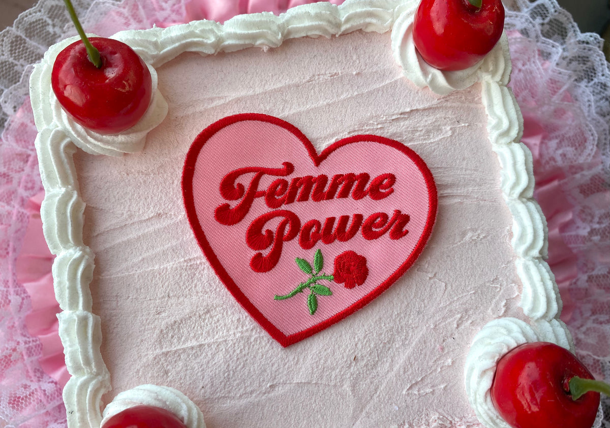 Femme Power Heart Iron On Patch – Creepy Gals