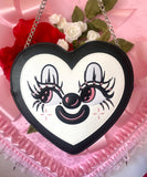 Goth Clown Heart Purse - Double Sided Faces