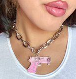 Pink Squirt the Gun Chain Choker