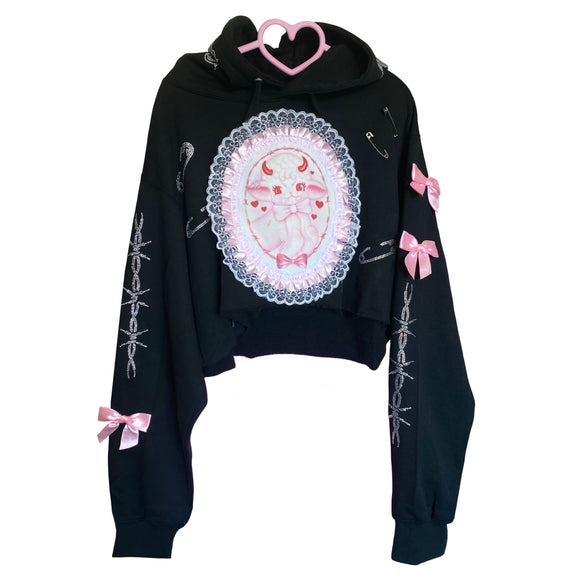 1 of 1 Lamby Crop Black Hoodie (5)