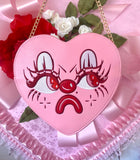 Pink Clown Heart Purse - Double Sided Faces