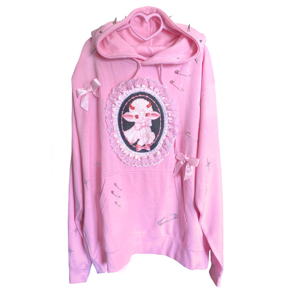 1 of 1 Lamby Pink Spiked Hoodie (3)