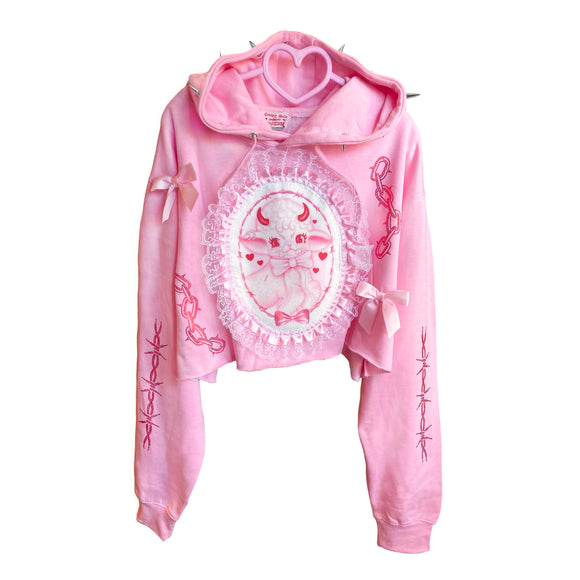 1 of 1 Lamby Pink Spiked Cropped Hoodie 2XL  (12)