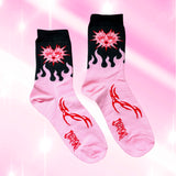 Flaming Spikes Heart Unisex Socks