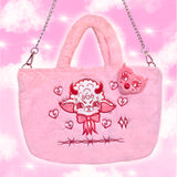 Pink Lamby Furry Purse with Chain Strap