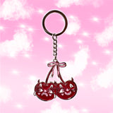 Valentine Clown Cherries Silver Keychain