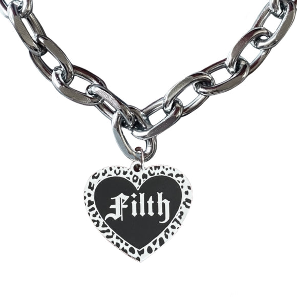 Goth Filth Heart Chain Choker