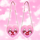 Pink Clown Heart Purse - Double Sided Faces