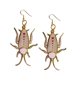 Pink Cockroach Gold Plated Earrings