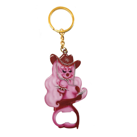 Cowgirl Lola Apple Bottom Bottle Opener Keychain