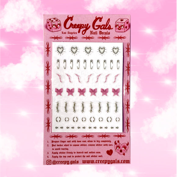 Metal Coquette Nail Decal Stickers